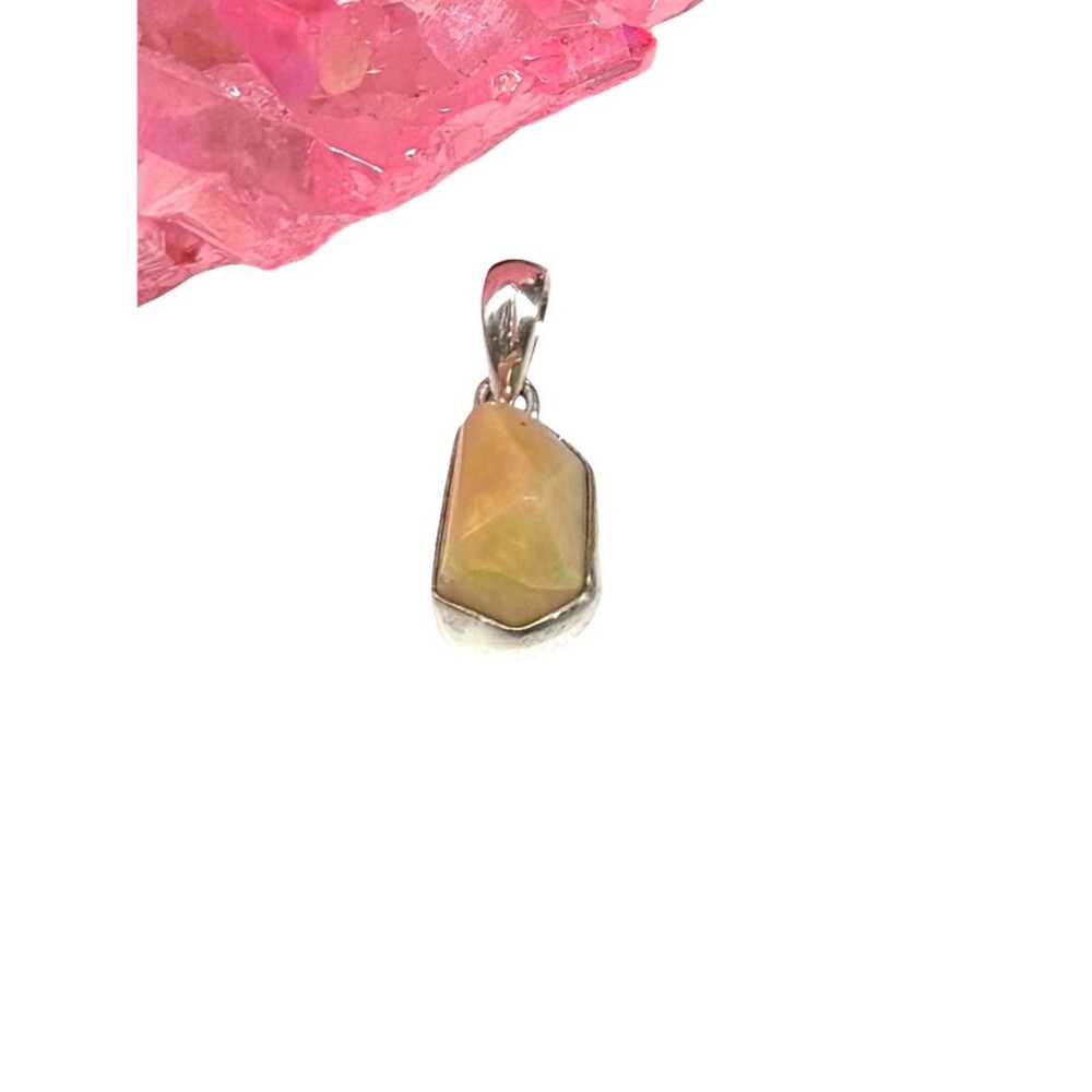 Ethiopian Fire Opal Necklace Pendant Solid 925 Sterling Silver Raw Rough